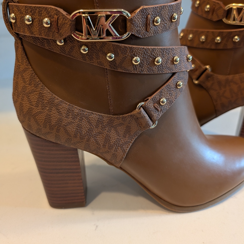 Never Worn Michael Kors Brown Ankle Boots with Studded Straps - Picture 5 of 10